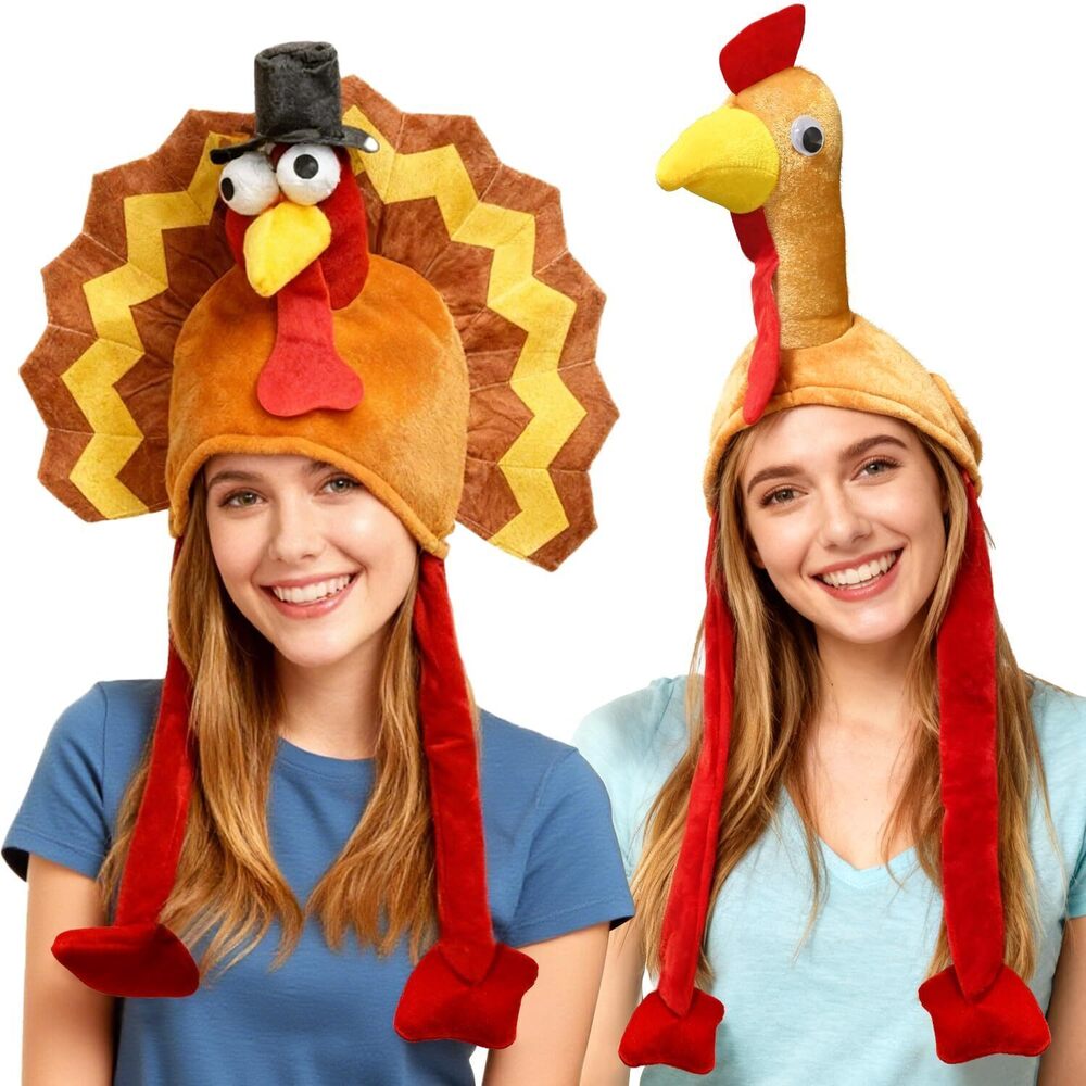 8791 2PCS Thanksgiving Turkey Cap, Funny Turkey Hat for Thanksgiving Night